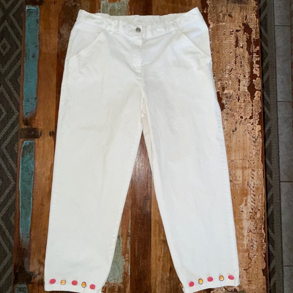 Hearts Of Palm White Jeweled‎ Capri's Size 12